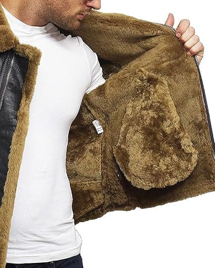 Pairo Men's Brown B3 Shearling Bomber Jacket thumbnail 4