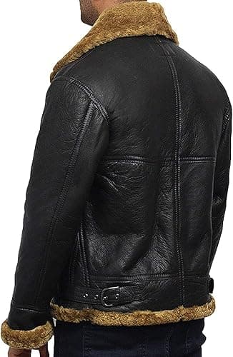 Pairo Men's Brown B3 Shearling Bomber Jacket thumbnail 5