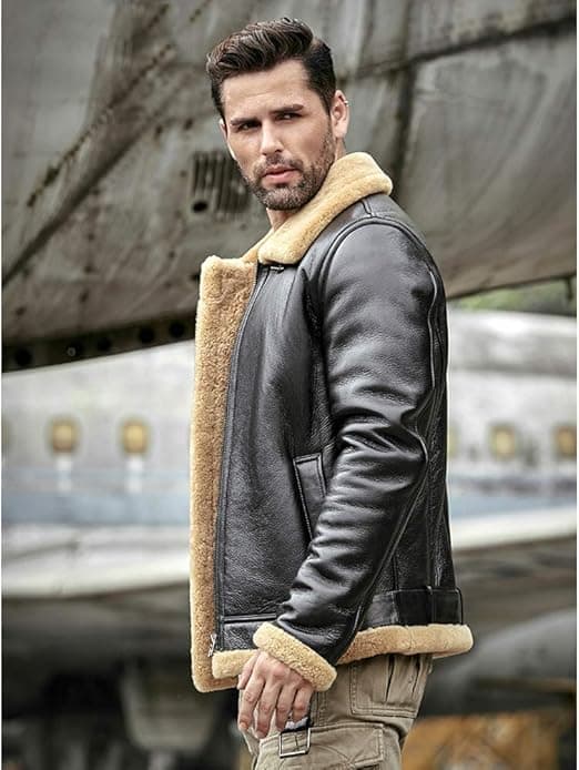 Pairo Men's Black RAF B3 Aviator Jacket thumbnail 3