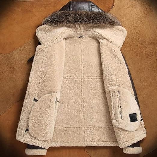 Pairo Men's Hooded B3 Shearling Jacket thumbnail 3