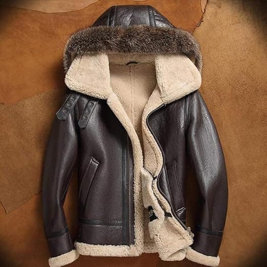 Pairo Men's Hooded B3 Shearling Jacket thumbnail 4