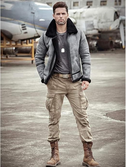 Pairo Men's Grey B3 Aviator Jacket thumbnail 2