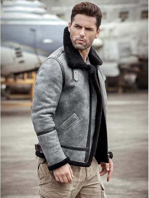 Pairo Men's Grey B3 Aviator Jacket thumbnail 3