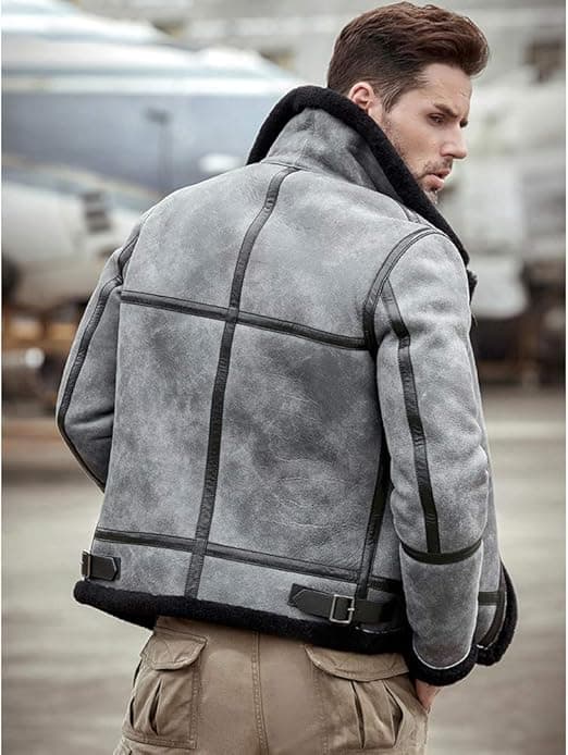 Pairo Men's Grey B3 Aviator Jacket thumbnail 4