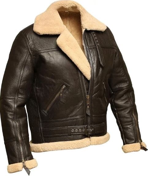 Pairo Men's Tan Brown B3 Sheepskin Jacket thumbnail 2