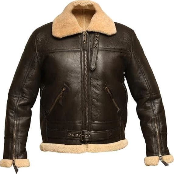 Pairo Men's Tan Brown B3 Sheepskin Jacket thumbnail 3