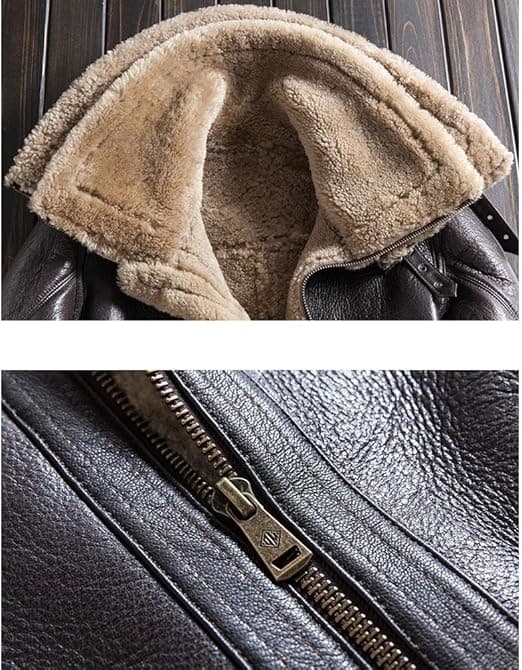 Pairo Men's RAF Double Collar B3 Bomber Jacket Fur Collar thumbnail 4