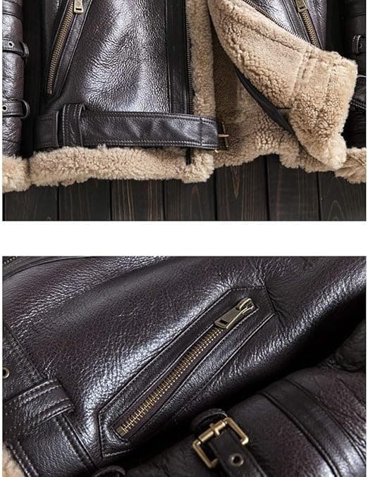 Pairo Men's RAF Double Collar B3 Bomber Jacket Fur Collar thumbnail 5