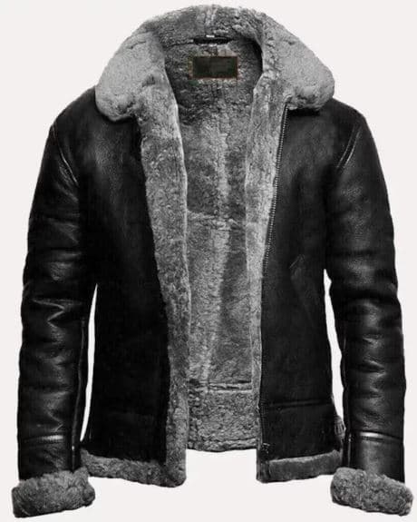 Pairo Men's Black B3 Aviator Shearling Jacket thumbnail 1