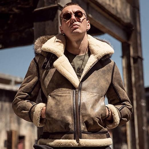 Pairo Men's Fur Collar Hooded B3 Aviator Jacket thumbnail 2