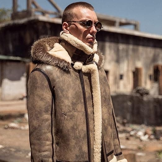 Pairo Men's Fur Collar Hooded B3 Aviator Jacket thumbnail 3
