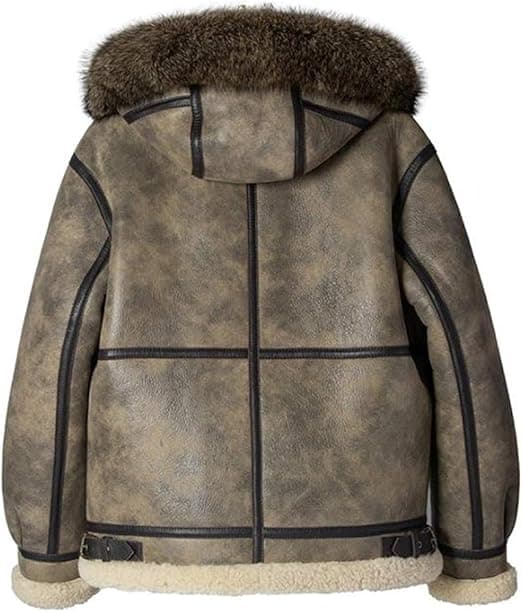 Pairo Men's Fur Collar Hooded B3 Aviator Jacket thumbnail 7