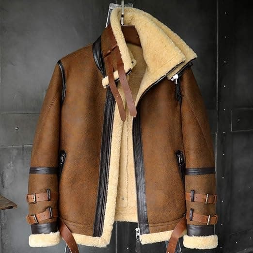 Pairo Men's Double Collar Signature B3 Shearling Bomber Jacket thumbnail 3
