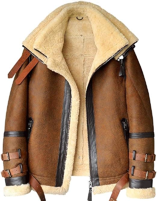 Pairo Men's Double Collar Signature B3 Shearling Bomber Jacket thumbnail 4