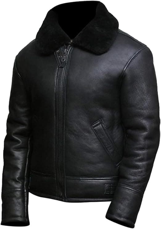 Pairo Men's Black B3 Leather Aviator Jacket thumbnail 2