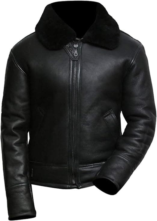 Pairo Men's Black B3 Leather Aviator Jacket thumbnail 3