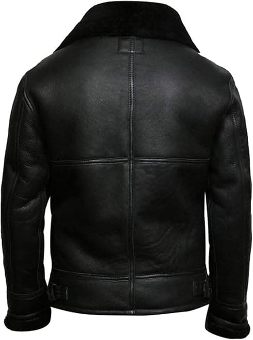 Pairo Men's Black B3 Leather Aviator Jacket thumbnail 4