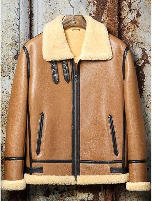 Pairo Men's Tan B3 Sheepskin Jacket thumbnail 5