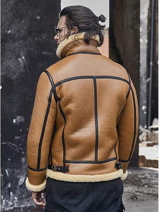 Pairo Men's Tan B3 Sheepskin Jacket thumbnail 6