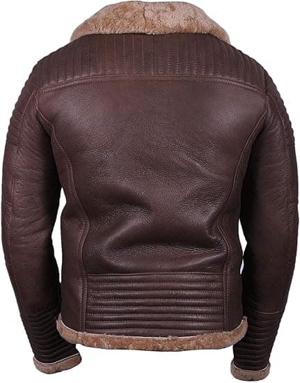 Pairo Men's Brown Shearling Leather Jacket B3 Bomber thumbnail 4