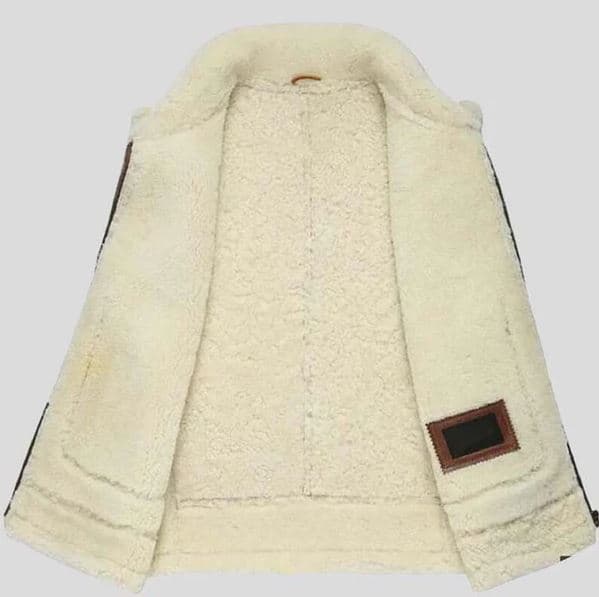 Pairo Men's Tan Shearling Leather Jacket B3 Bomber Vest thumbnail 2