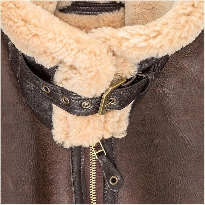 Pairo Men's Light Brown Shearling Leather Jacket B3 Bomber thumbnail 5