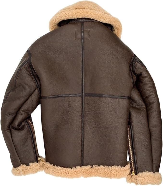 Pairo Men's Light Brown Shearling Leather Jacket B3 Bomber thumbnail 6