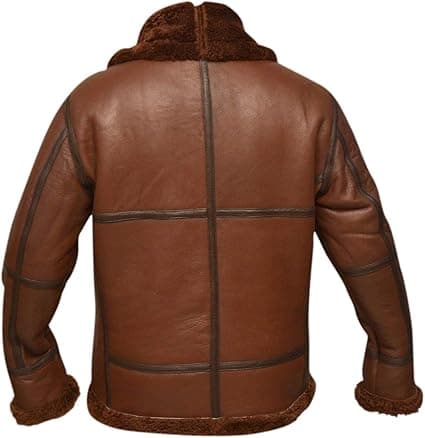 Pairo Men's Rich Brown Shearling Leather Jacket B3 Bomber thumbnail 4