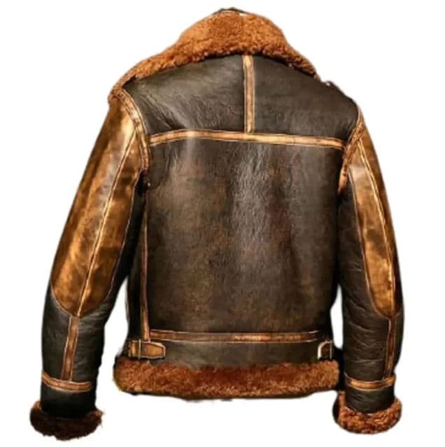 Pairo Men's Tan Brown Shearling Leather Jacket B3 Bomber thumbnail 2