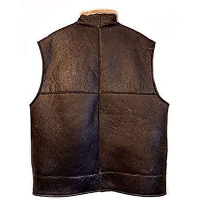 Pairo Men's Brown Shearling Leather Vest B3 Style thumbnail 2