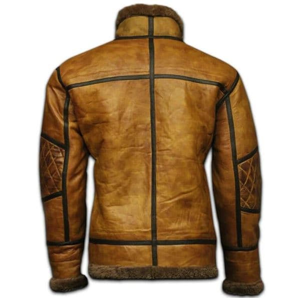 Pairo Men's Mustard Yellow Shearling Leather Jacket B3 Bomber thumbnail 4