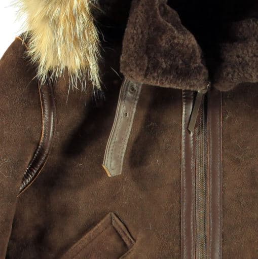 Pairo Women's Brown Hooded Shearling Leather Jacket B3 Bomber thumbnail 3