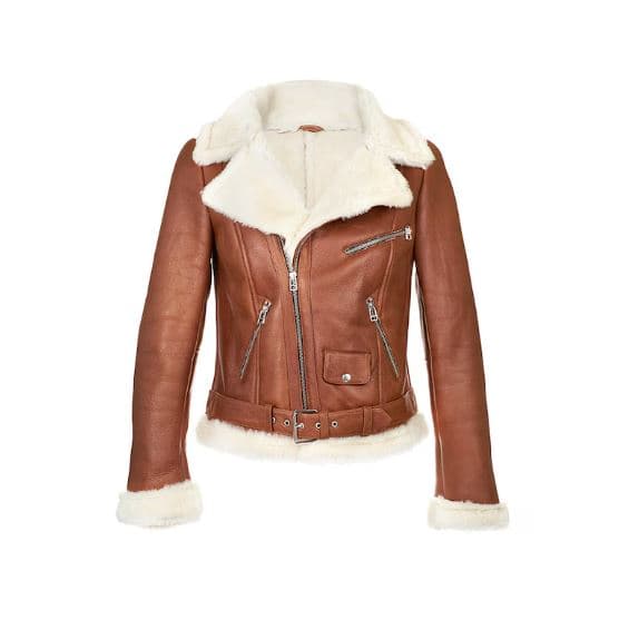 Pairo Women's Brown Shearling Leather Jacket B3 Bomber thumbnail 6