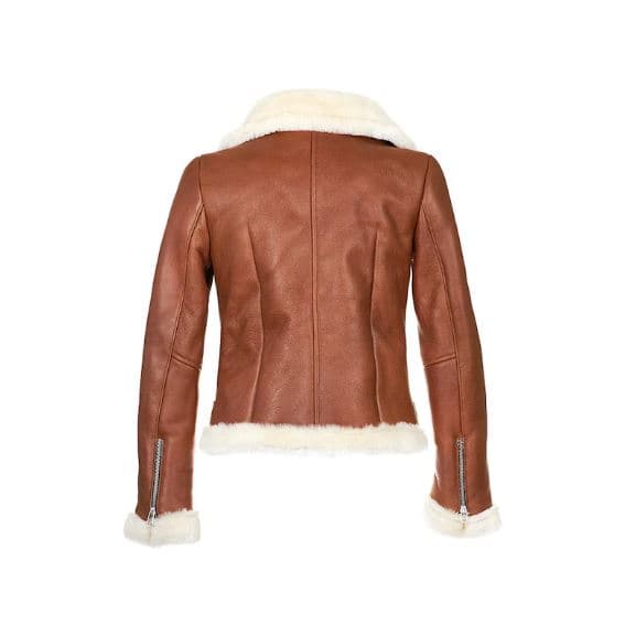 Pairo Women's Brown Shearling Leather Jacket B3 Bomber thumbnail 7