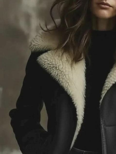 Pairo Women's Brown Belted Shearling Leather Long Coat B3 Style thumbnail 2