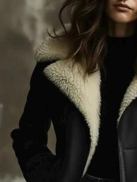 Pairo Women's Brown Belted Shearling Leather Long Coat B3 Style thumbnail 4