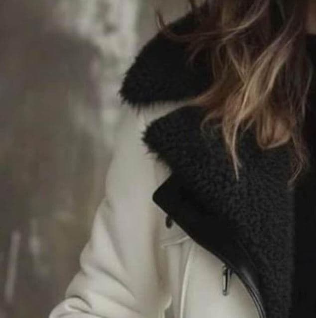 Pairo Women's Black White Shearling Leather Long Coat B3 Style thumbnail 4
