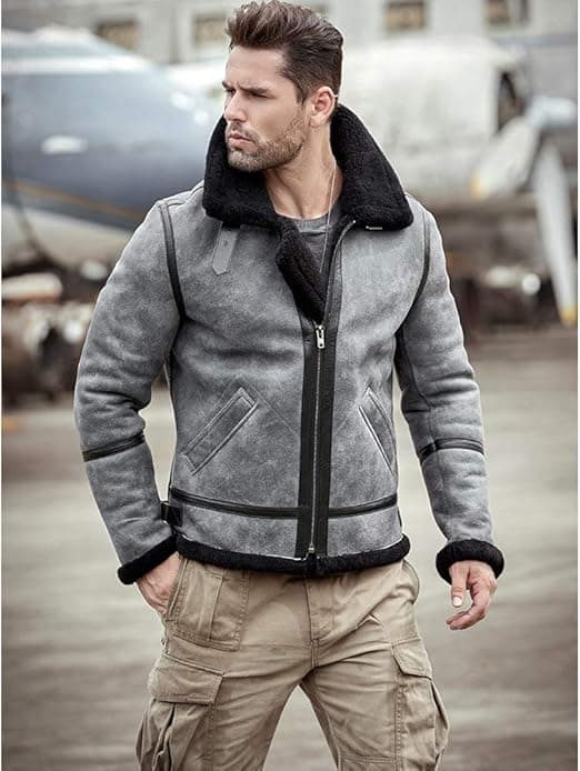 Pairo Men's Grey B3 Aviator Jacket