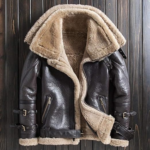 Pairo Men's RAF Double Collar B3 Bomber Jacket Fur Collar