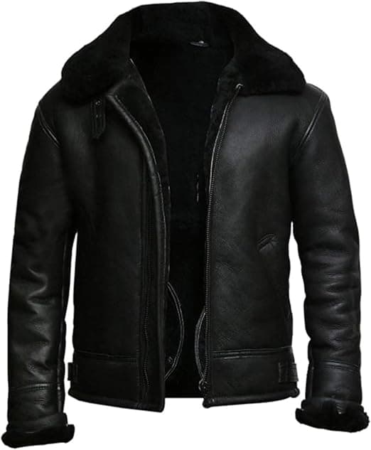 Pairo Men's Black B3 Leather Aviator Jacket