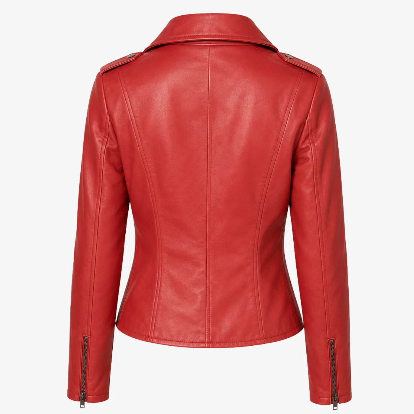 Red Biker leather Jacket for women