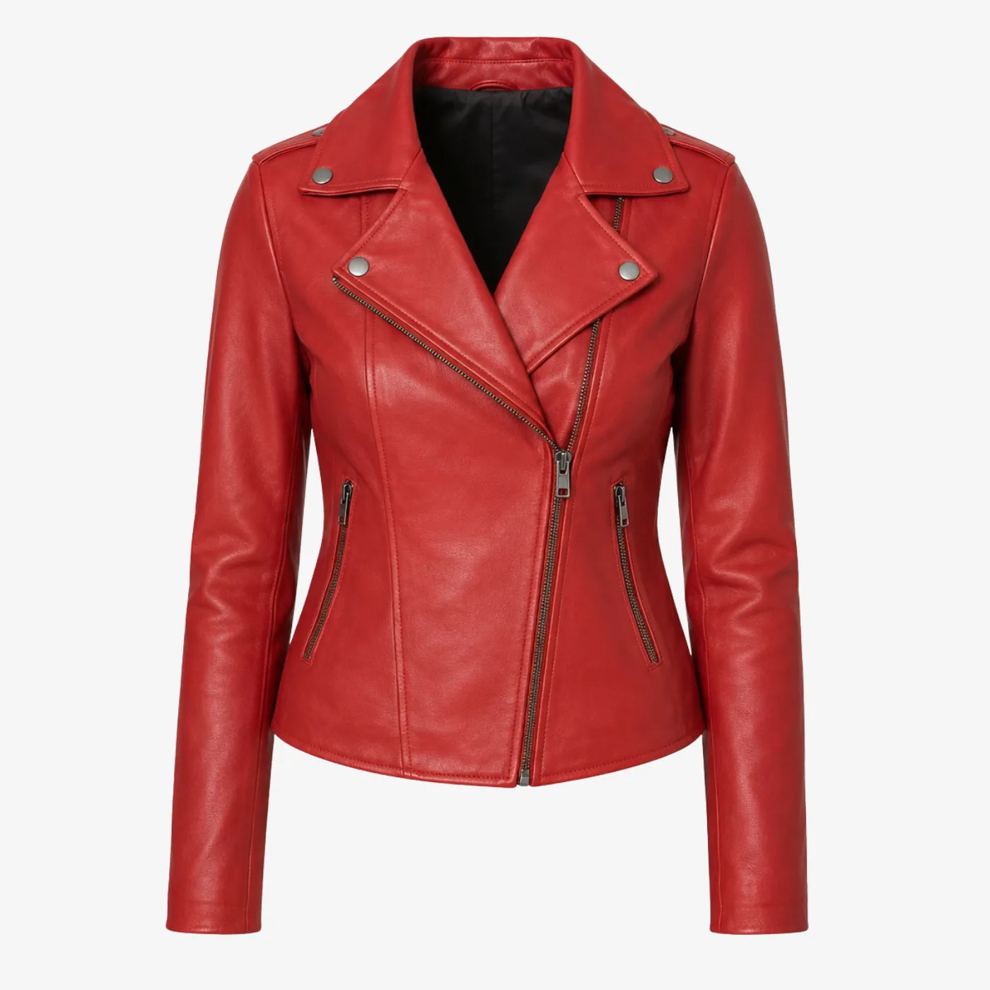 Women Red Leather jacket