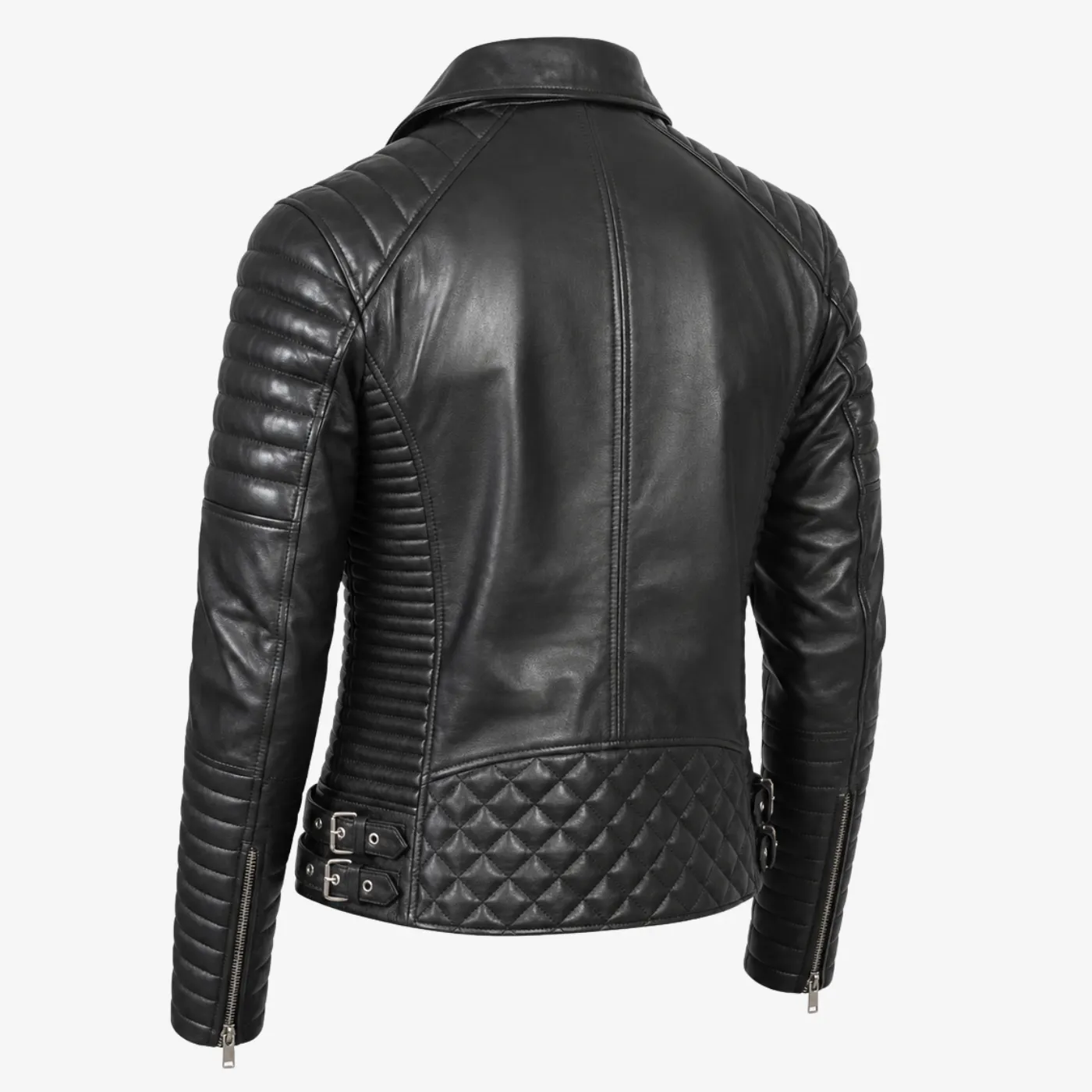 Men Black Biker Leather Jacket