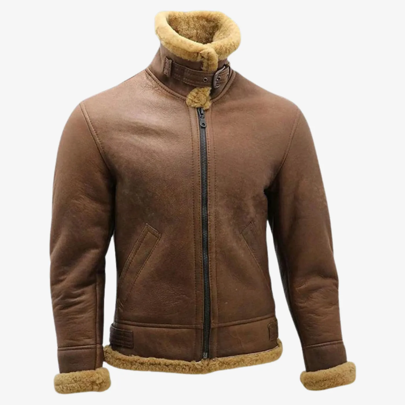 Men's WW2 Brown B3 Bomber Leather Jacket thumbnail 3