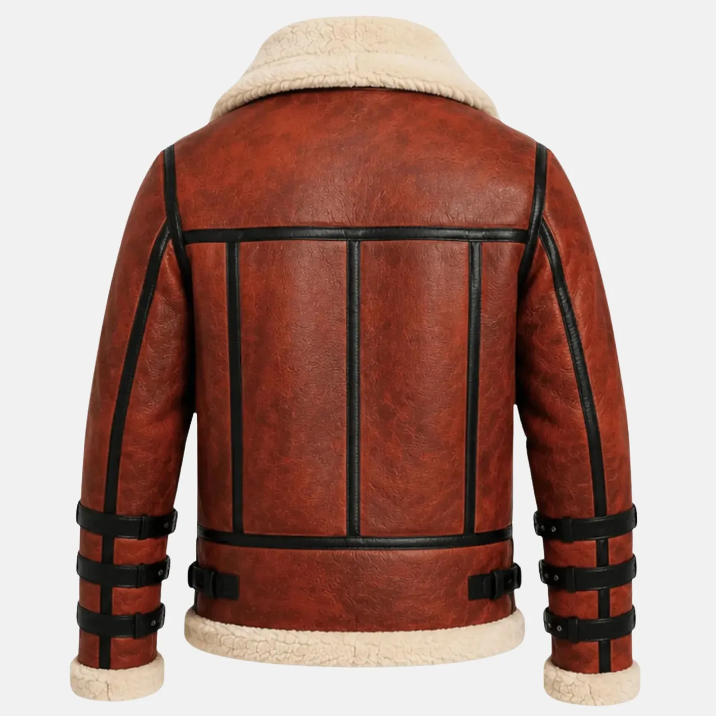 Men Red Waxed Leather Jacket