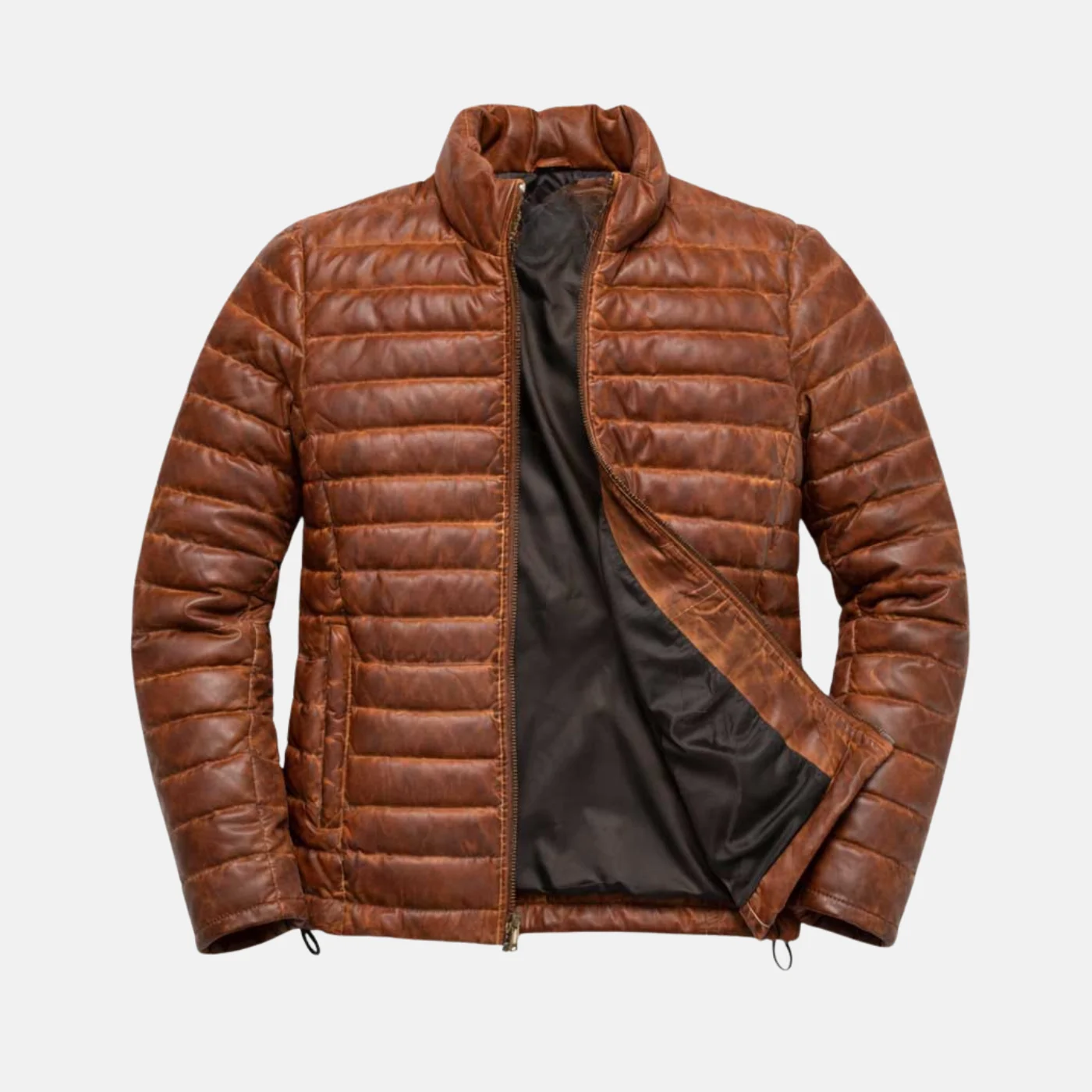 leather puffer jacket