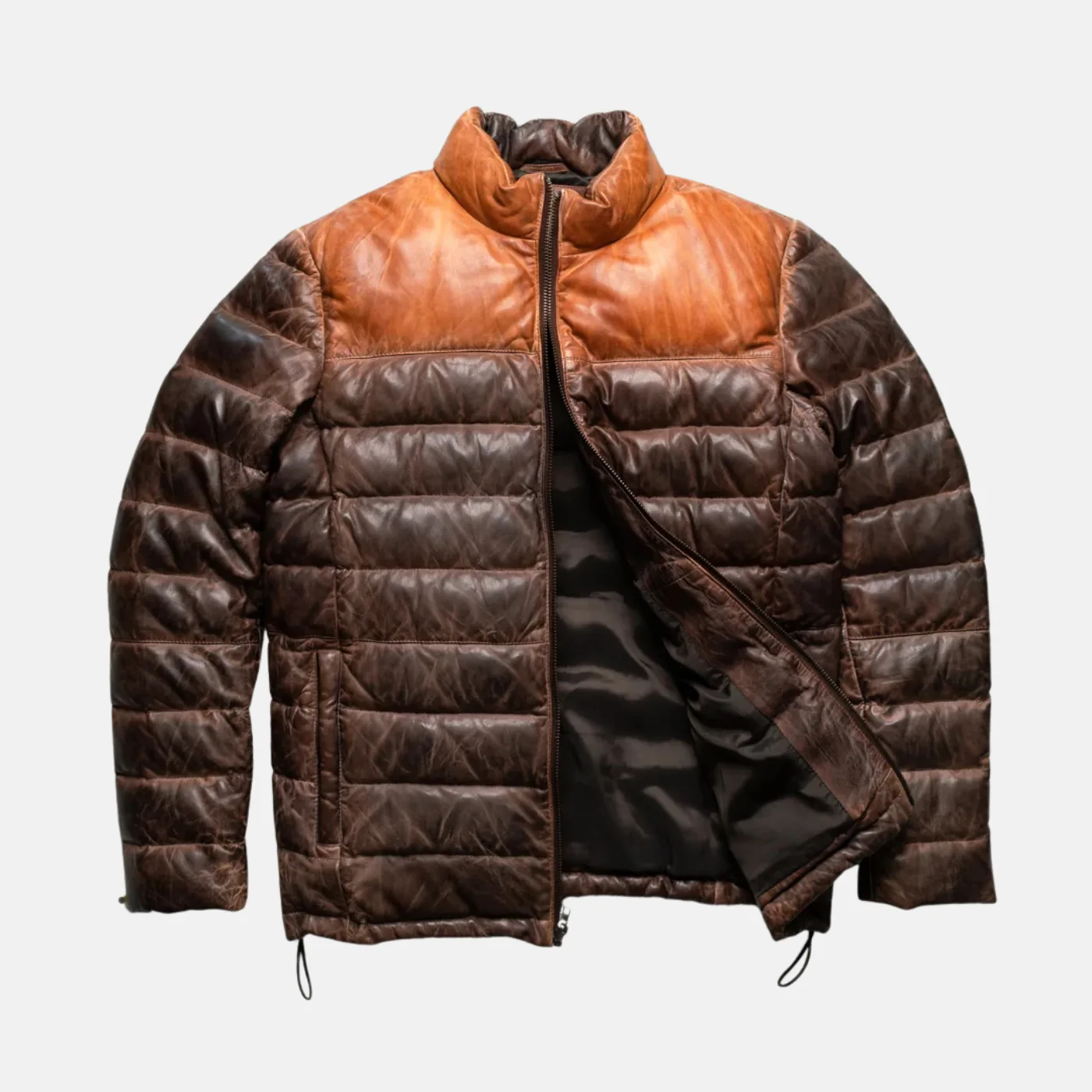 leather down jacket