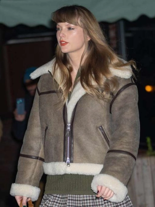 Taylor Swift fur lined leather jacket
