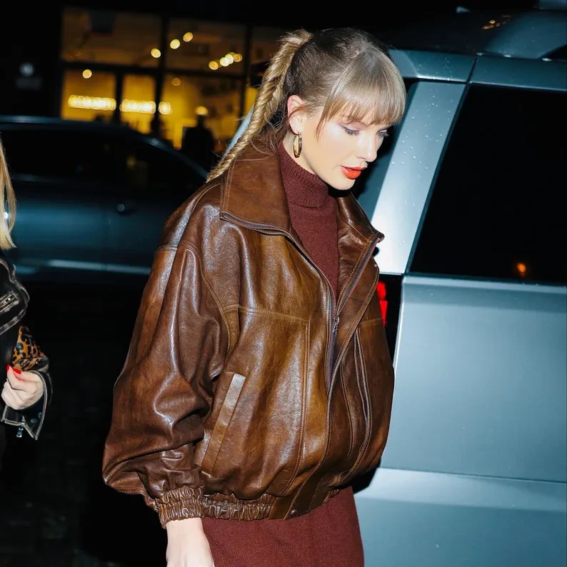 Taylor Swift zip up leather jacket