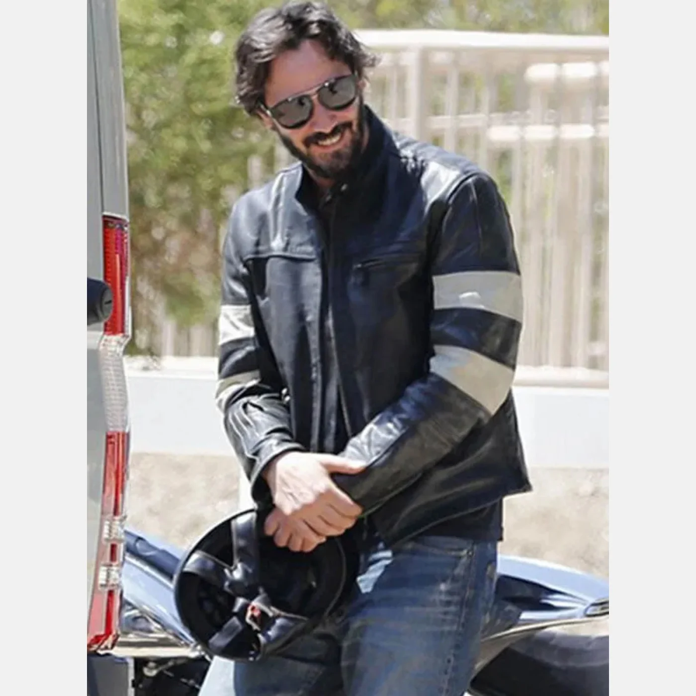 Keanu Reeves motorcycle leather jacket